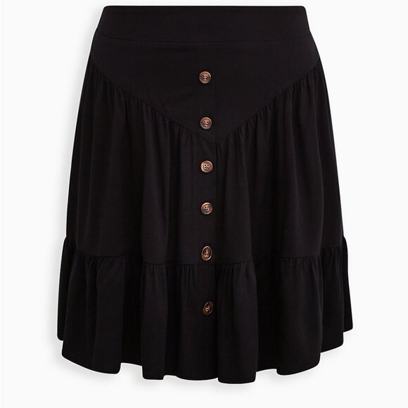 Torrid Dresses & Skirts - GOTH TORRID GOTH 80'S BUTTON FRONT TIERED MINI SKIRT - CHALLIS BLACK 1 1X 14 16